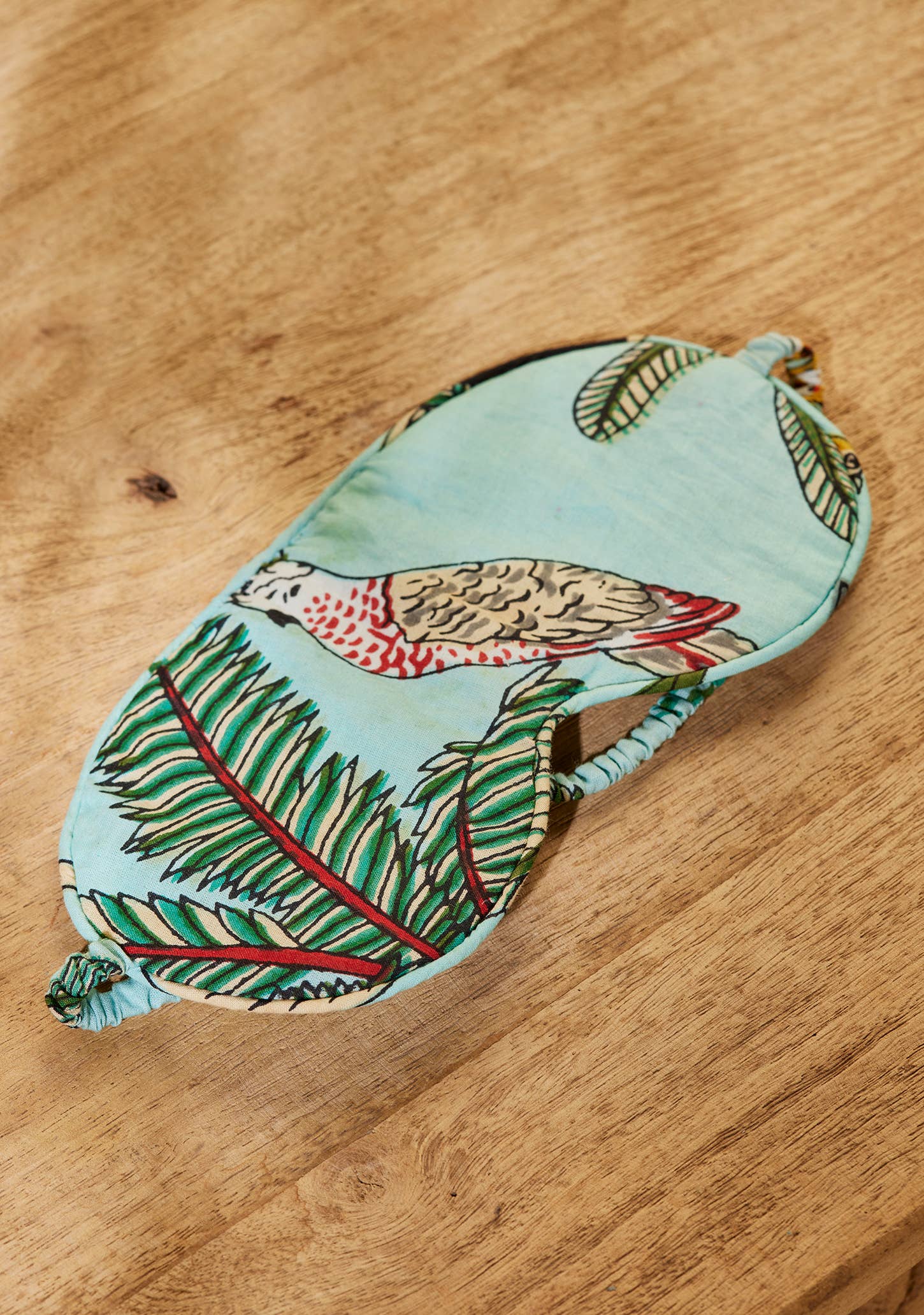 Jungle Print Eye Mask: Jade, Blue and White