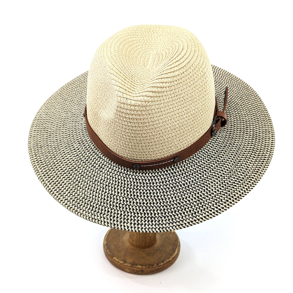 Folding Panama Travel Hat - Mottled/Natural with Belt (57cm)