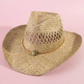 Straw Basket Rope Strap Western Cowboy Hat: NATURAL