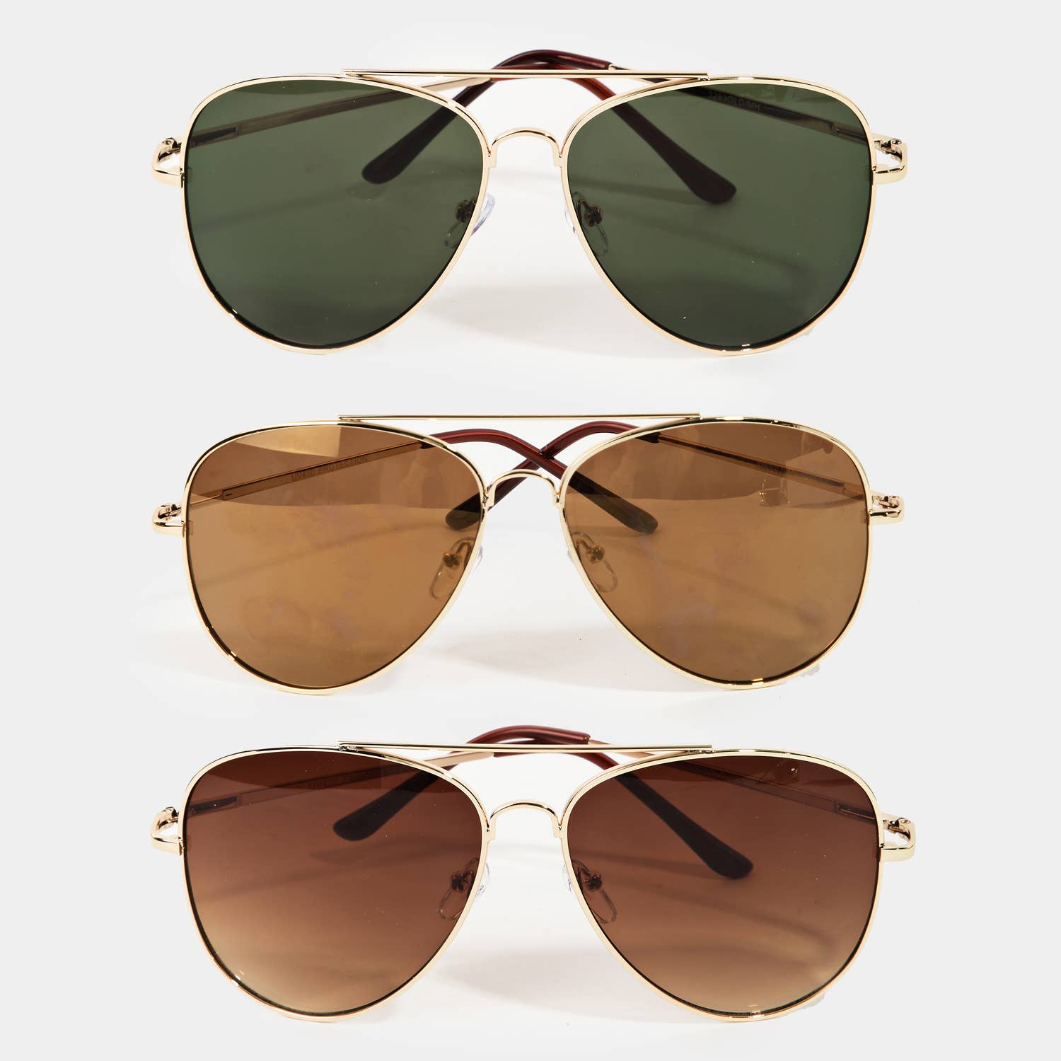 Double Bridge Aviator Sunglasses: ASSORTED