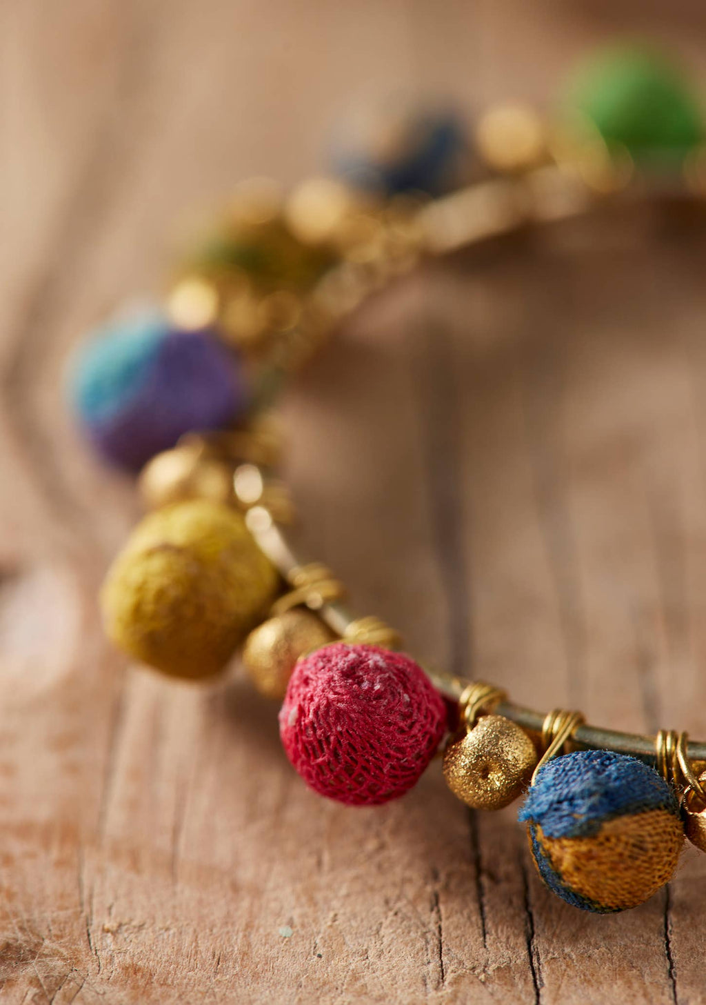 Recycled Sari Bead Hoop Earrings