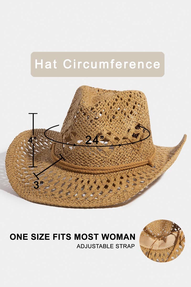 Double Strap Western Straw Hat: KA