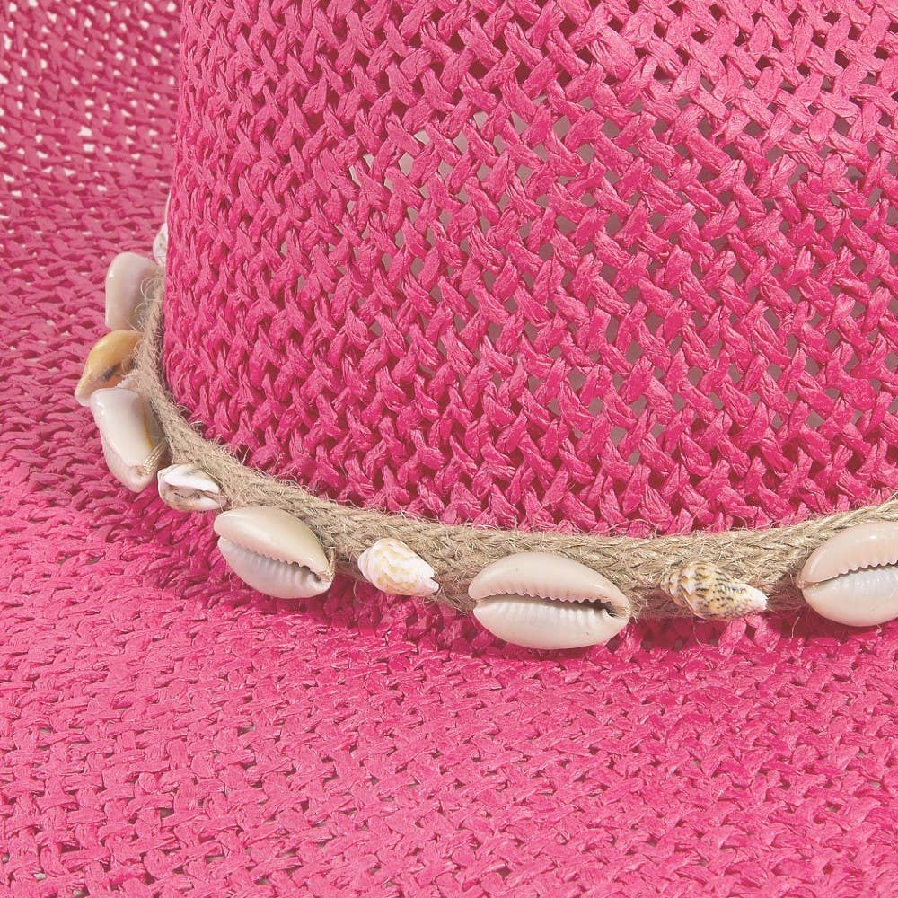 Straw Weave Cowrie Shell Rope Strap Cowboy Hat: IV