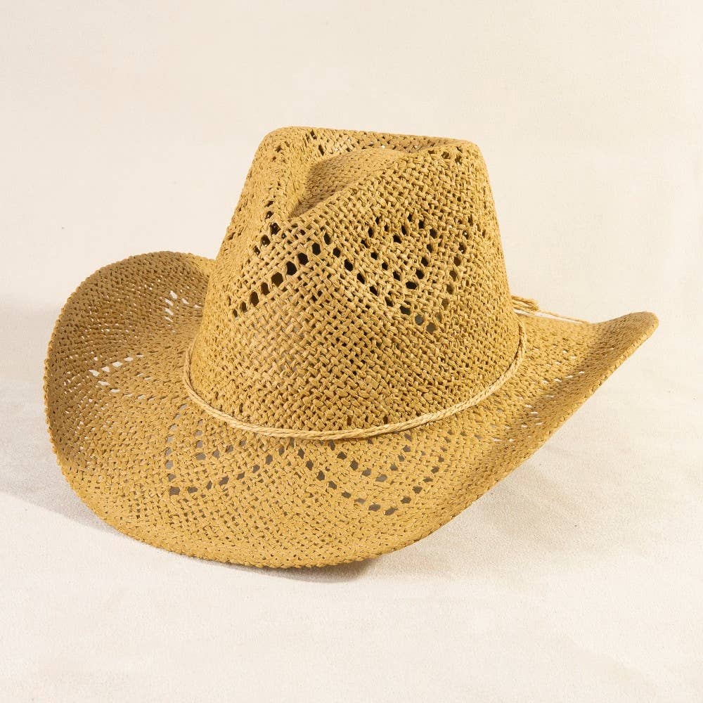 Thin Rope Strap Straw Cowboy Hat: KA