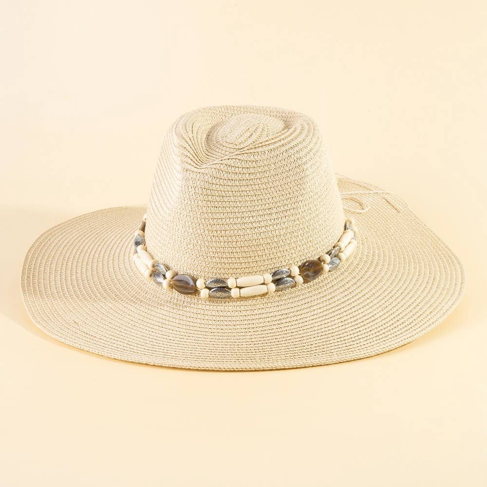 Assorted Beads Summer Straw Hat: KA