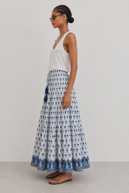 Maxi Gypsy Skirt in Woodblock print